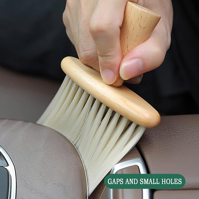 High Density Ultra Soft Detail Brush Car Interior Dust Brush Accessories Car Detailing Brush Soft Hair Wooden Brush Deep Cleaning Tool Kit Keyboards Laptop Sofa Dusting Brush (A-1PC)