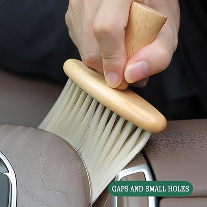 High Density Ultra Soft Detail Brush Car Interior Dust Brush Accessories Car Detailing Brush Soft Hair Wooden Brush Deep Cleaning Tool Kit Keyboards Laptop Sofa Dusting Brush (A-1PC)