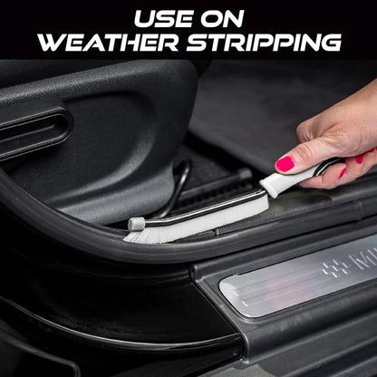 VIKING Car Detailing Brush Set for Car Cleaning Kit, Multi-Purpose Interior Car Cleaner Brush Set for Interior Detail, Includes Medium Bristles and Stiff Bristles, 4 Pack, Black/White