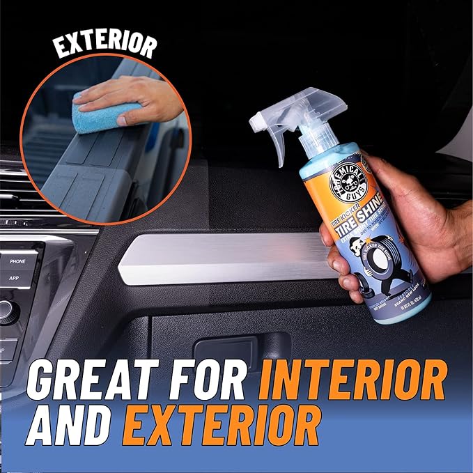 Chemical Guys Tire Kicker Extra Glossy Tire Shine Spray, 16 fl oz | Includes foam applicator; works on rubber, vinyl and plastic; for cars, trucks, motorcycles, RVs and more