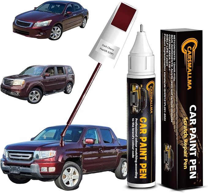 Car Touch Up Paint for Honda(R-529P Dark Cherry Pearl), Color Accurate Car Scratch Repair Remover Pen,Auto Paint Quick and Easy to fix Vehicle Chips and Nicks Scuff