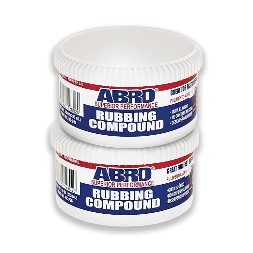 ABRO Rubbing Compound 10 oz, 2 Pack — Fast-Cut Car Scratch Remover & Buffing Compound for Oxidation, Scuffs, Swirl Marks, Dull Paint & Auto Detailing