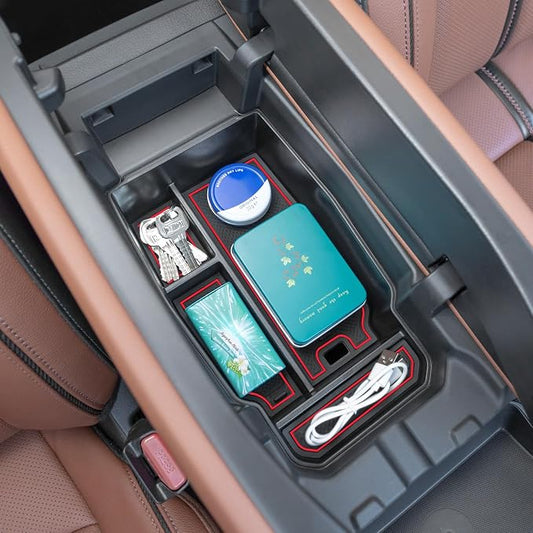 Center Console Organizer Tray Compatible with 2026 2025 2024 2023 Mazda CX-50 Armrest Organizer Tray Secondary Storage ABS Plastic Accessories (Red)
