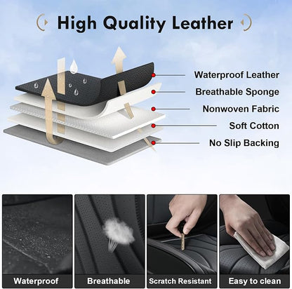 Coverado Front Seat Covers, 2 Pack Leather Seat Cover for Cars, Waterproof Seat Covers, Front Seat Car Seat Protectors, Driver Car Seat Cushions Universal Fit for Most Vehicles, Black