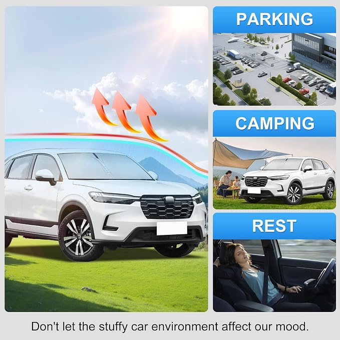 Custom Fit Windshield Sun Shade for Honda HRV HR-V 2016-2022 | Custom Fit Windshield Cover, Blocks UV Rays, Double-Layer Heat Shield, Durable Frame, Easy Fold & Storage