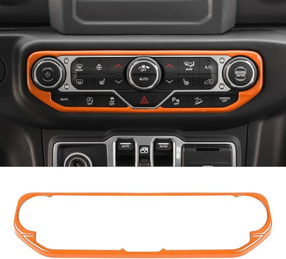 RT-TCZ Air Conditioning Dashboard Center Console Control Trim Panel Cover Interior Accessories Decoration Trim Kit for Jeep Wrangler JL JLU & Gladiator JT 2018-2022,Orange