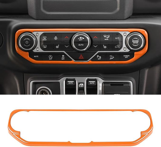 RT-TCZ Air Conditioning Dashboard Center Console Control Trim Panel Cover Interior Accessories Decoration Trim Kit for Jeep Wrangler JL JLU & Gladiator JT 2018-2022,Orange