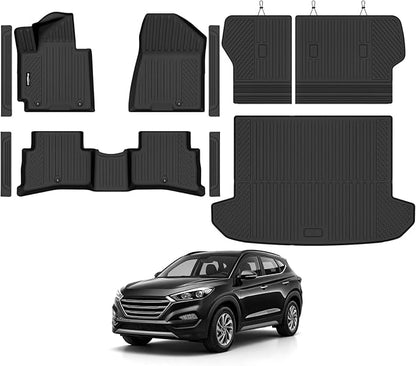 Floor Mats for 2016-2018 Hyundai Tucson, Trunk Mat and Backrest Mat & Door Sill Guard All Weather TPE Protector for Hyundai Tucson Accessories