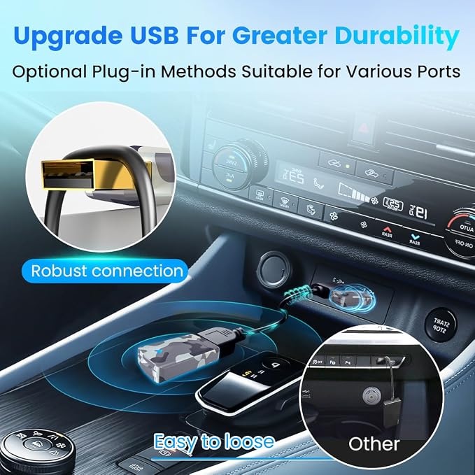 2026 Mini Wireless CarPlay Adapter, Fast Stable Connection, No Latency, Converts Wired to Wireless for Carplay & Android Auto, Easy Setup in 2016+ Cars, iOS 10+/Android 11+, USB A/C Blue