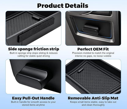 Storage Drawer Tray Fit for 2015-2020 Ford F150 Center Console Organizer Drawer Box Hidden Storage Coins Small Items for Ford f150 Accessories ABS Material|Easy to Install