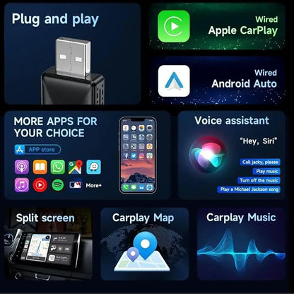 Wireless CarPlay & Android Auto Adapter, 2-in-1 Mini AI Box, Fast, Stable Connection for Convert Wired to Wireless Car Play Adapter - No Latency Plug and Play car Accessories