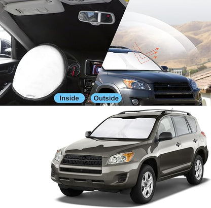TINGLU Sun Shade for Toyota RAV4 2006-2012 Accessories Windshield Sun Shade Window Shade UV Rays Protection Sun Visor Cover with Steering Wheel Sunshade Storage Bag