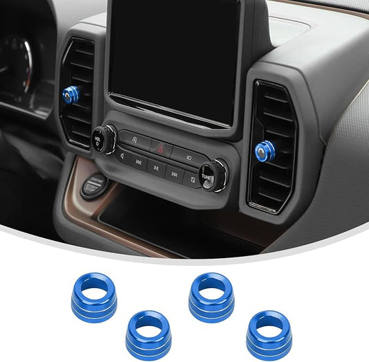 Linskip Aluminum Vent Knob Covers Compatible with Ford Bronco Sport 2021-2024, Dash Air Vent Knob Trim Kit for Bronco Sport Interior Accessories(Blue)
