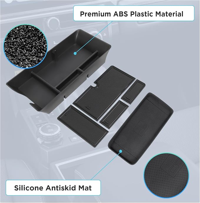 Center Console Organizer Compatible with 2025-2026 Toyota Camry Accessories, Armrest Storage Box Glove Organizer Tray Secondary Insert Charging Zone Anti-Slip Mat with Sunglasses