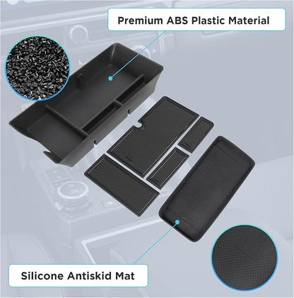 Center Console Organizer Compatible with 2025-2026 Toyota Camry Accessories, Armrest Storage Box Glove Organizer Tray Secondary Insert Charging Zone Anti-Slip Mat with Sunglasses