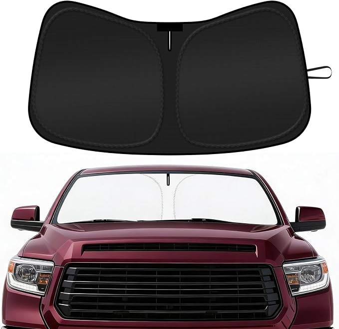 Car Windshield Sun Shade Compatible with 2007-2021 Toyota Tundra Accessories Foldable Front Window Sunshade Custom for Tundra Limited SR5 Platinum TRD Pro Pickup Windshield Cover Sun Visor