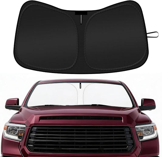 Car Windshield Sun Shade Compatible with 2007-2021 Toyota Tundra Accessories Foldable Front Window Sunshade Custom for Tundra Limited SR5 Platinum TRD Pro Pickup Windshield Cover Sun Visor