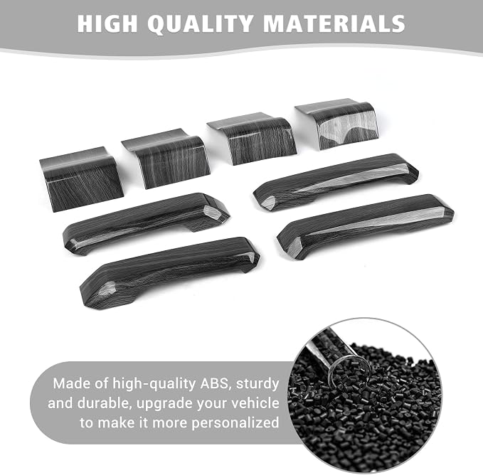 Jimen Compatible with Ford F150 4 Door 2015-2020, 8PCS Inner Door Handle Cover Trim Kits (Black Wood Grain)