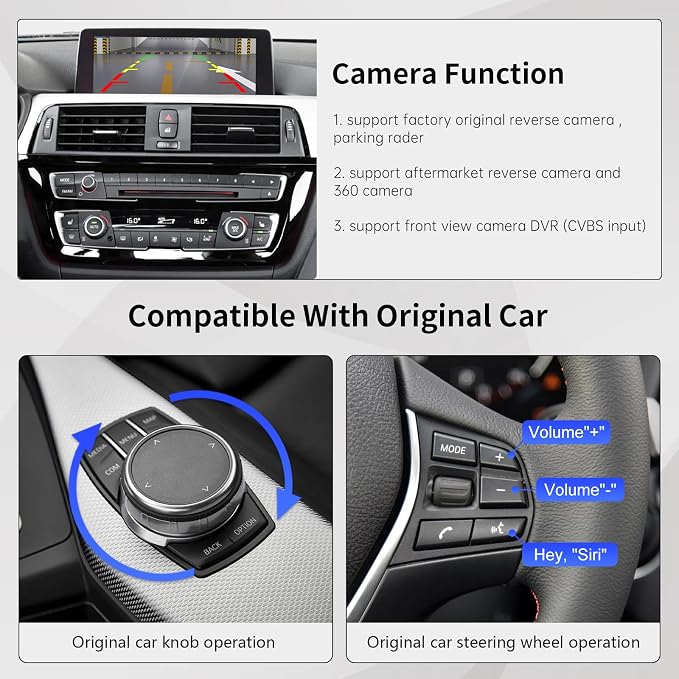Road Top Wireless CarPlay Interface Decoder for BMW EVO ID5/ID6 | For BMW 1 2 3 4 5 6 7 Series & M3 M4 M5 X1 X2 X3 X4 X5 X6, Support Wireless Carplay, Android Auto, MirrorLink