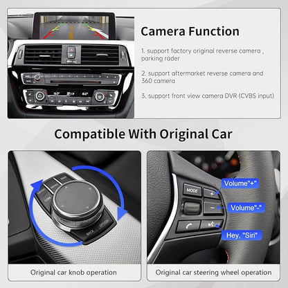 Road Top Wireless CarPlay Interface Decoder for BMW EVO ID5/ID6 | For BMW 1 2 3 4 5 6 7 Series & M3 M4 M5 X1 X2 X3 X4 X5 X6, Support Wireless Carplay, Android Auto, MirrorLink