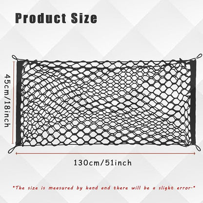 UlifebetterTruck Bed Cargo Net, Cargo Storage Elastic Mesh Net Organizer Net Bag Automotive Cargo Nets with 4 Buckles Screws Hooks Clips Trunk Storage Net for Pickup Truck Bed（51 * 18In）