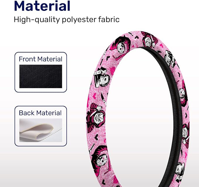 GENANY Spooky Horror Mask Steering Wheel Cover, Non Slip Polyester Car Wheel Protector for Car SUV Truck, Universal 15 Inch