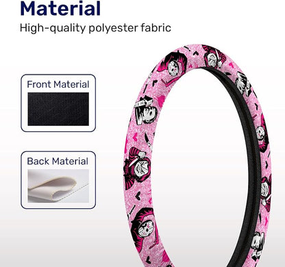 GENANY Spooky Horror Mask Steering Wheel Cover, Non Slip Polyester Car Wheel Protector for Car SUV Truck, Universal 15 Inch