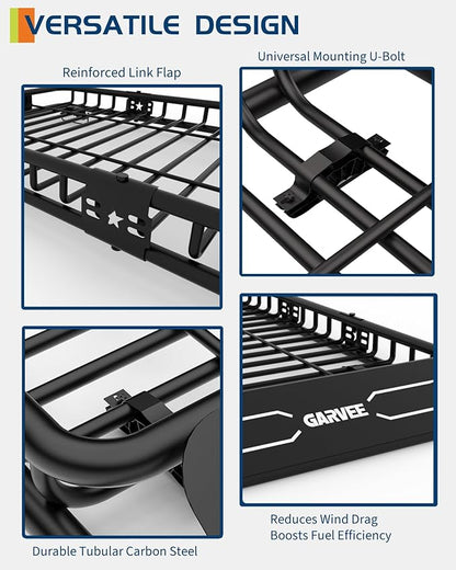Garvee Universal Roof Rack Cargo Carrier Basket, 200 Lbs Capacity Rooftop Cargo Rack, Car Top Luggage Holder Basket Heavy Duty for SUVs, Trucks, Vehicles