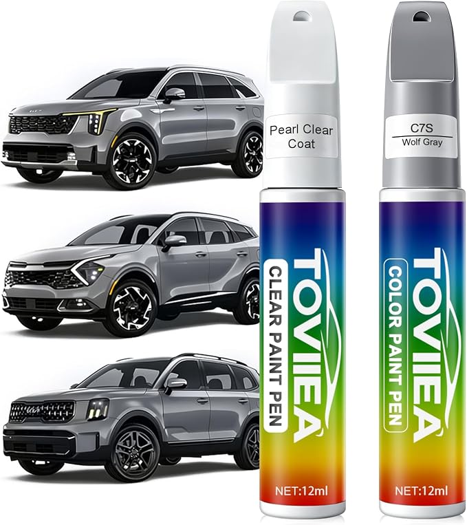 Wolf Gray(C7S) Touch Up Paint Compatible with KIA,2-In-1 Car Scratch Remover Pen,Car Paint Scratch Repair Kit for Scratches,Chips & Nicks,2-PCS SET