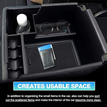 Autorder Center Console Organizer for 2019-2024 Kia Forte Accessories Armrest Storage Box Secondary Insert Tray with 2 Color Mats