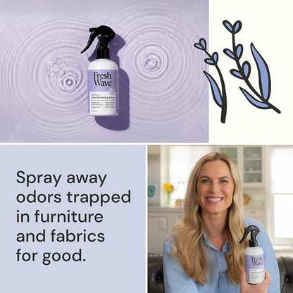 Fresh Wave Lavender Scent Odor Removing Spray, 8 fl. oz. | Pack of 4 | Odor Absorber for Home, Furniture, Fabrics & Trash | Safer Odor Relief
