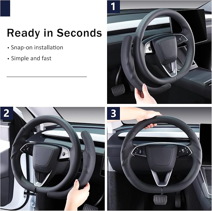 Steering Wheel Cover for Tesla Model Y Juniper (2025- Present) Model 3 Highland (2024- Present), Steering Wheel Accessories for Tesla Model Y Juniper / 3 Highland