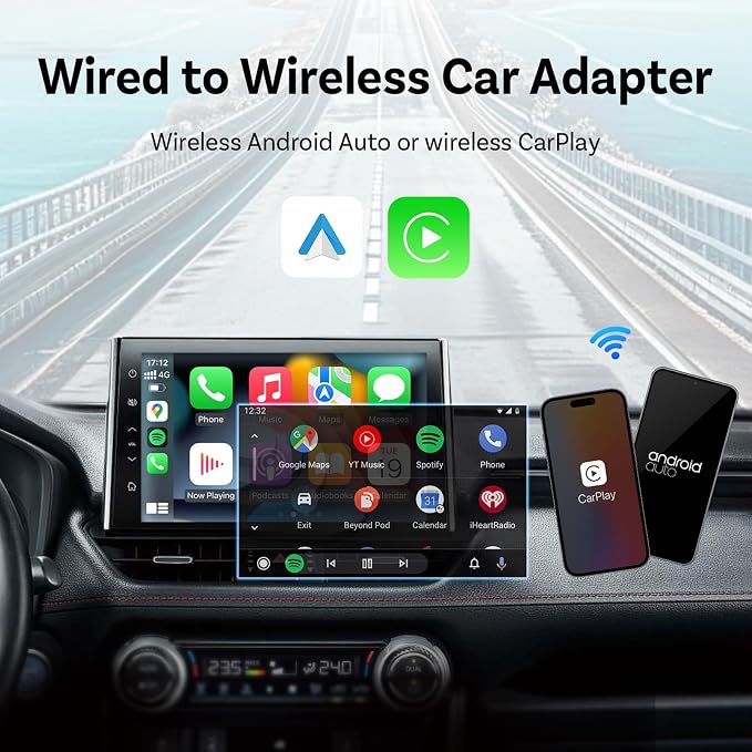 Wireless Carplay Adapter for Mazda CX‑60 2022 2023 2024, 2 in 1 Android Auto/Carplay Wireless Adapter Auto Reconnect Accessories