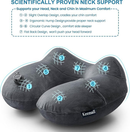 Keemall Inflatable Travel Pillows for Airplanes, Easy Blow Up Inflatable Travel Neck Pillows for Air Travel Sleeping Long Flight, Comfort Travel Air Pillows for Car Train Office Nap Camping