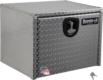 Buyers Products 1705100 Diamond Tread Aluminum Underbody Truck Tool Box, 18 x 18 x 24, Made in USA, .100 in. Thick, Corrosion Resistant, Locking Compression Latch, Secure Storage for Work Trucks
