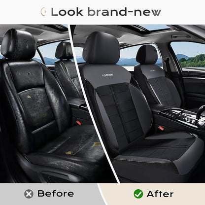 Coverado Seat Cover, Car Seat Cover Front Seats, 3D Air Mesh Breathable Seat Protectors Sports Carbon Fiber Design Airbag Compatible Comfort Universal for Most Cars, Van,Trucks, SUV, Black