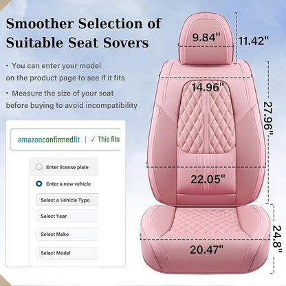 Coverado Car Seat Covers Full Set, Automotive Front and Rear Seat Covers with Backrest, Nappa Leather Car Seat Protectors Waterproof, Universal for Most Vehicles