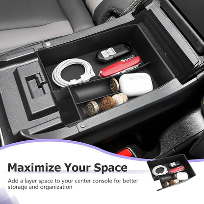 LUWU Outback 2020-2025/Legacy 2020-2025 Accessories Compatible with Subaru Outback/Legacy Center Console Organizer Armrest Console Storage Box Insert Tray ABS Material Black Coin Container (Upper)