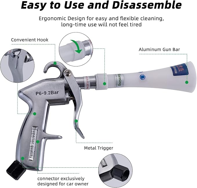 GOCCIDA Tornado Dry Cleaning Gun Detailing Interior Dryer Air Blow Gun,Car Detailing Kit Interior Cleaner,Car Detailing Tools for Car Quickly Blasts Dirt and Dust Works with Air Compressor