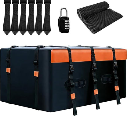 21 Cubic Feet Rooftop Cargo Carrier - Heavy Duty Waterproof Car Roof Bag for All Vehicles with or Without Rack, Includes Anti-Slip Mat, 6 Door Hooks & Luggage Lock