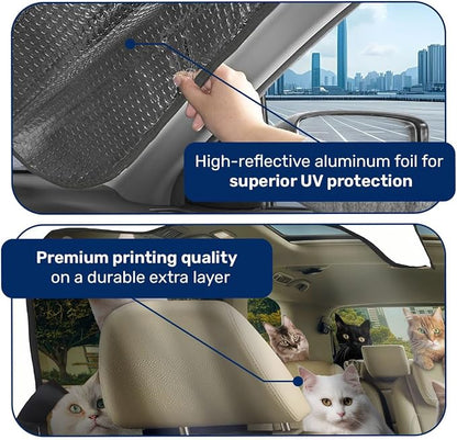 GENANY Cute Cat Group Funny Windshield Sun Shade for Car SUV Truck (55x30 Inches), Sun Shade Windshield, Shades for Front Windows, Protector Blocks UV, Car Decor