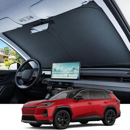 REEVAA Upgraded for Toyota RAV4 2019-2026 Windshield Sunshade [Tailored Fit, 99% Sun Protection] Foldable Sun Shade Car Accessories with Storage Bag