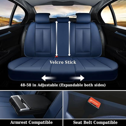 Coverado Seat Covers, Car Seat Covers Full Set, Leather Seat Covers for Cars, Car Seat Protector, Blue Car Seat Covers Front Seats and Back Seats Universal Fit for Most Cars