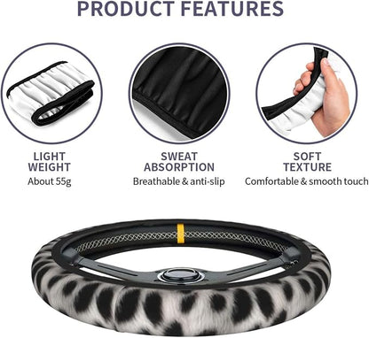 Cute Cat Print Steering Wheel Covers Non Slip Neoprene Universal 15 Inch Steering Wheel Protector Car Cover for Men Women