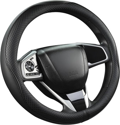 West Llama Microfiber Leather Car Steering Wheel Cover for Honda Civic, CR-Z, Insight, S2000,14-14.25 inch (Black Line-Small Size)