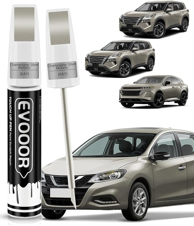 Touch Up Paint Compatible with Nissan Exact Match 2 in 1 Touch up Paint for Chips and Nicks Repair (Champagne Silver Metallic(KAY))