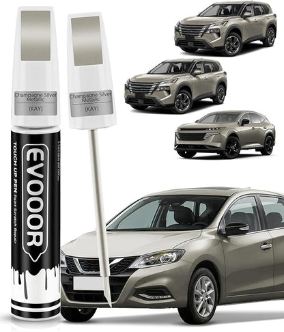 Touch Up Paint Compatible with Nissan Exact Match 2 in 1 Touch up Paint for Chips and Nicks Repair (Champagne Silver Metallic(KAY))