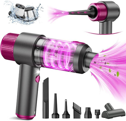 EYYA Handheld Cordless Car Vacuum Cleaner, 4-in-1 Portable Mini Car Vacuum Cleaner, 15000PA High Power & Air Duster with LED Light for Home Office