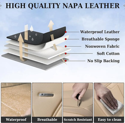 Coverado Car Seat Covers, Car Seat Covers Front Seats, 2-Pack Front Seat Cover, Nappa Leather Waterproof Seat Covers, Car Seat Protectors, Automotive Seat Covers Universal Fit for Most Vehicles