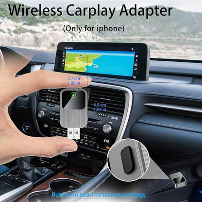 Wireless CarPlay Adapter for iPhone - Wired to Wireless CarPlay,Plug & Play,Fast & Stable Connection,Mini USB & Reset Button,Compatible with Cars 2016+ (iOS Only)